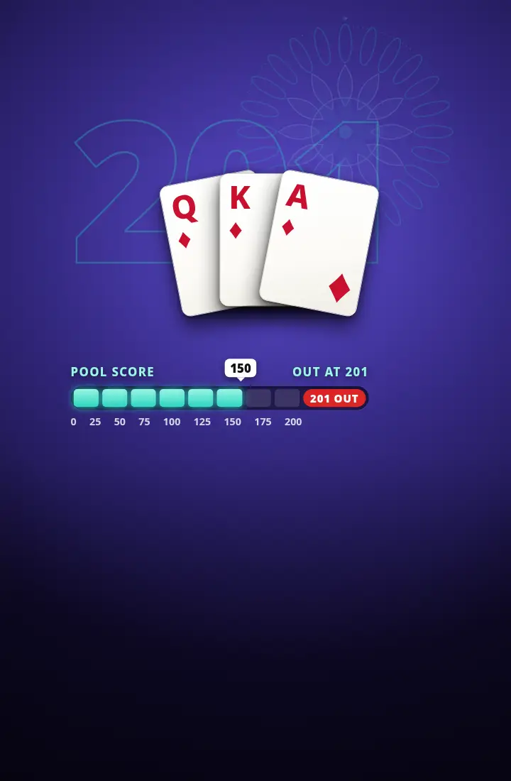 Pool Rummy 201: इस खेल के रंगों वाली टेबल पर पत्ते