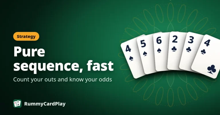 Two pure sequences fanned out: 4, 5 and 6 of spades and 2, 3 and 4 of clubs